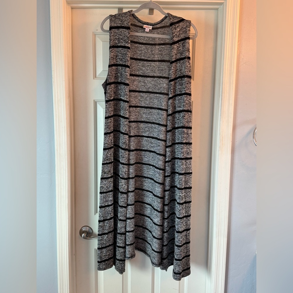 Striped Sleeveless Gray Dress